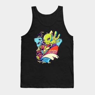 Alien Surfer Humans Exist Surfboard Graphic Design Tank Top